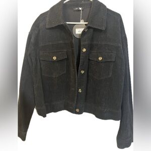 Mittoshop Black Cropped Corduroy Jean Jacket women’s Large